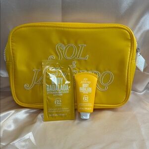 NWT - Sol de Janeiro Vibrant Yellow Cosmetic Bag w/ #62 Lotion